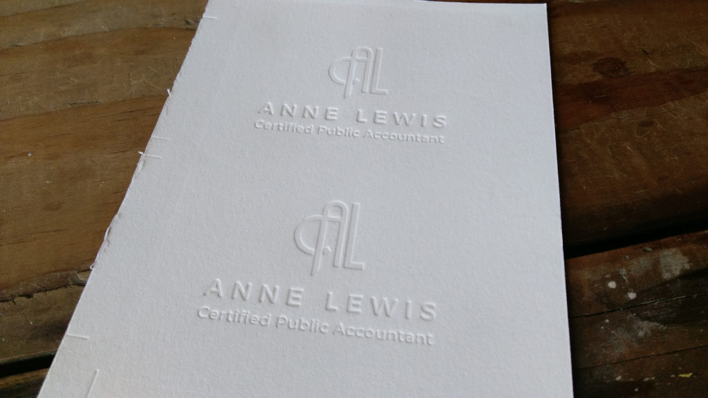 Letterpress blind impression business card