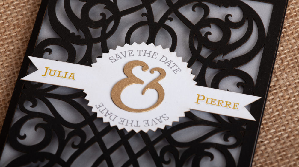 Gold Foil Die Cut Wedding Card | Custom Letterpress & Specialty Printing