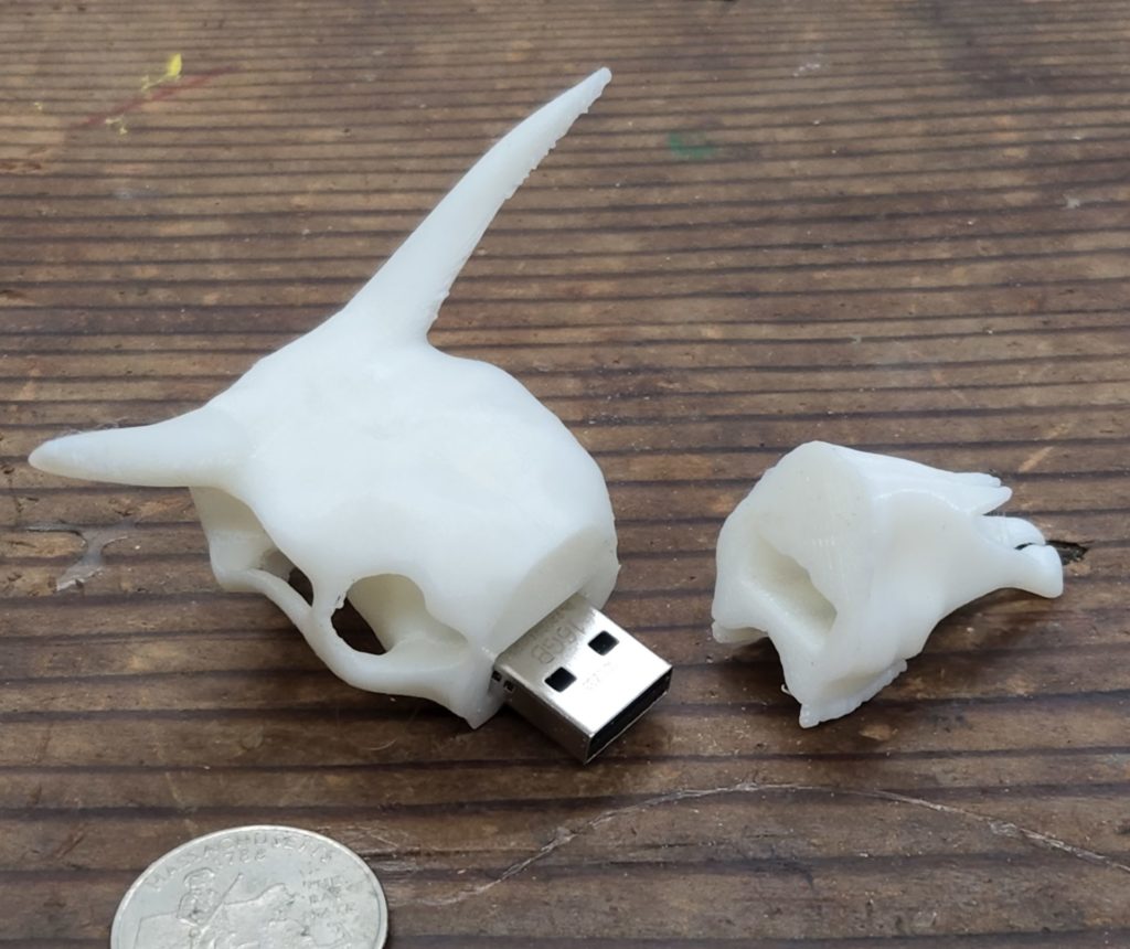 Custom 3D printed USB bull skull thumb drive